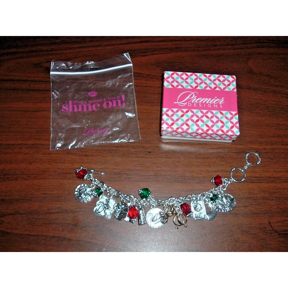 Retired Premier Designs 12 Days of Christmas Charm Bracelet Worn Once 7.5 - 8.5"